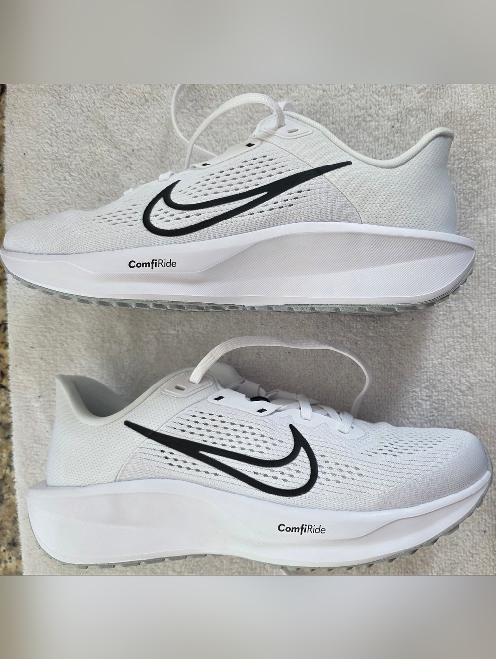 Nike White and Black ComfiRide Athletic Sneakers